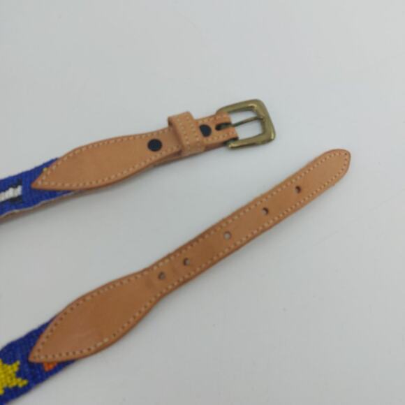 CDE Belt Size 28 Women Leather Tips Hand Beaded Star Flags - Picture 5 of 13
